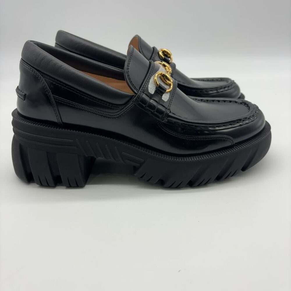 Gucci Women’s Loafers Lug Sole Horsebit In Black - Picture 3 of 6